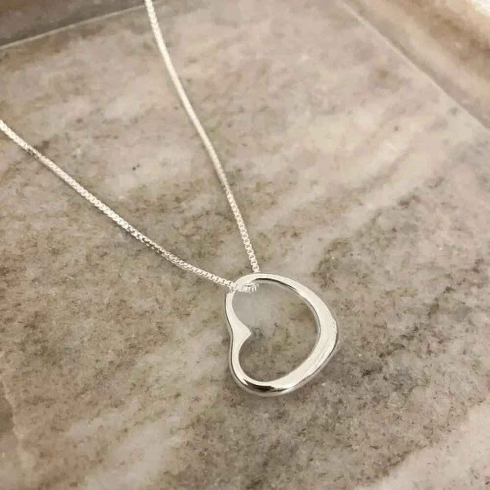 925 Sterling Silver Heart Pendant Necklace Heart Necklace